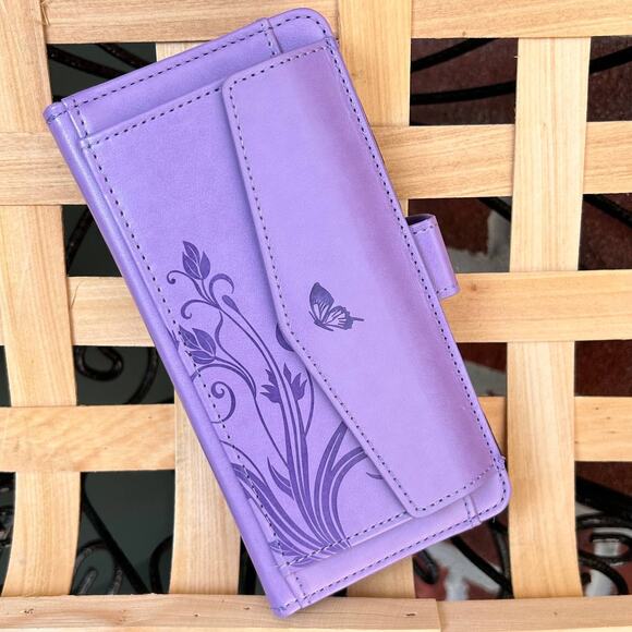 Phone Case Wallet Lavender Butterfly OnePlus Nord 6.5" Leather Cover LaCasse - Picture 3 of 13